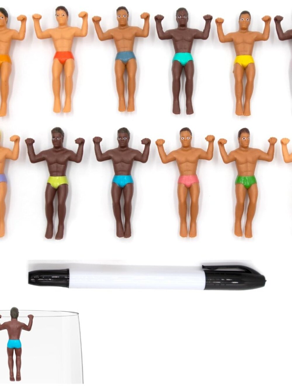 NPW Reusable Wine Glass and Drink Markers - Classics Style | Muscular Fun Party